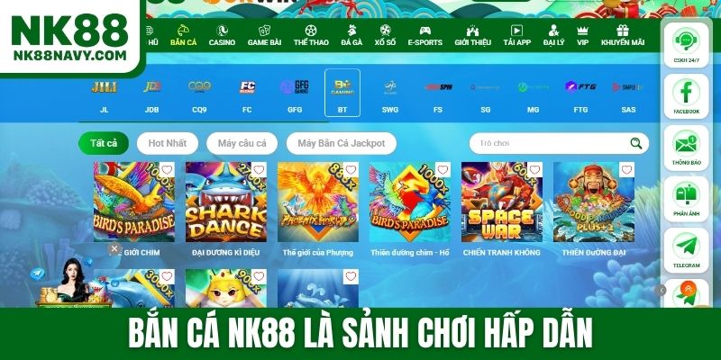 Bắn cá NK88 là sảnh chơi hấp dẫn